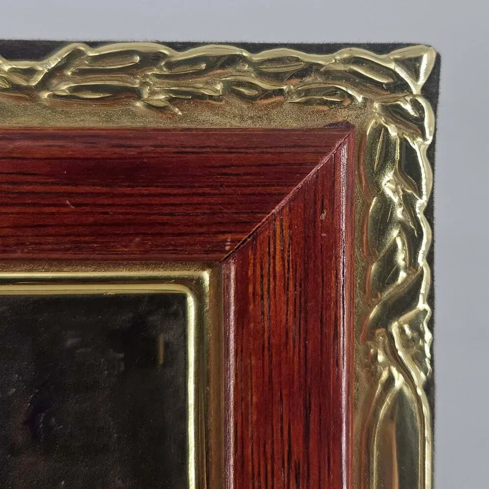 Vintage ornate gold brass and wood photo Picture Frame